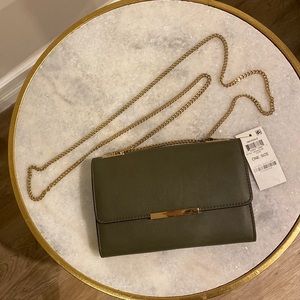 Olive green clutch with Gold accents